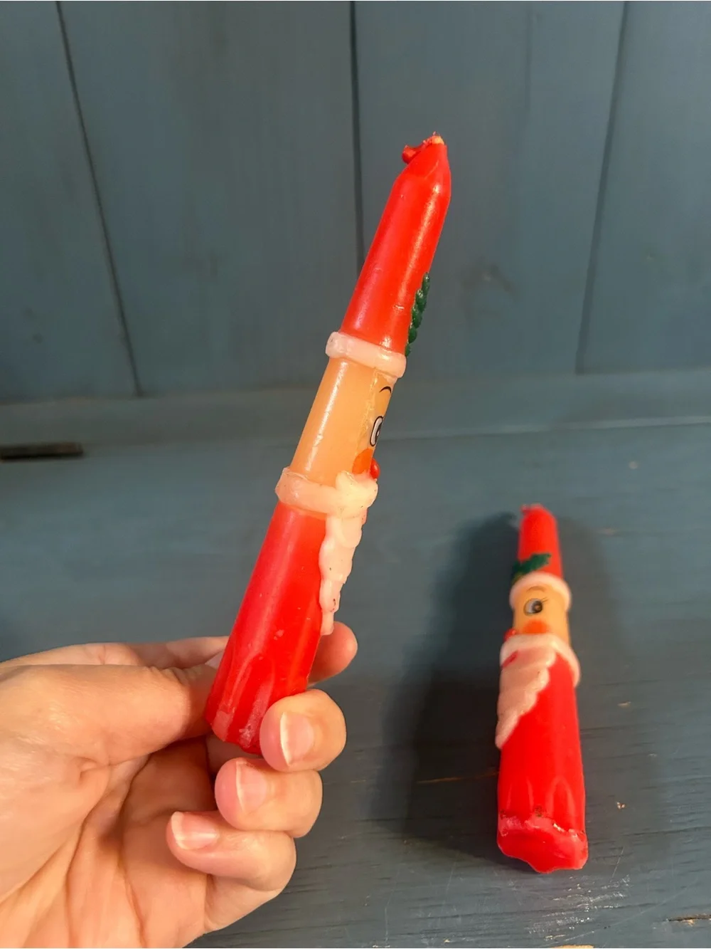 Vintage Santa Face Red Holiday 10” Taper Candle by Robert Alan - Mid Century